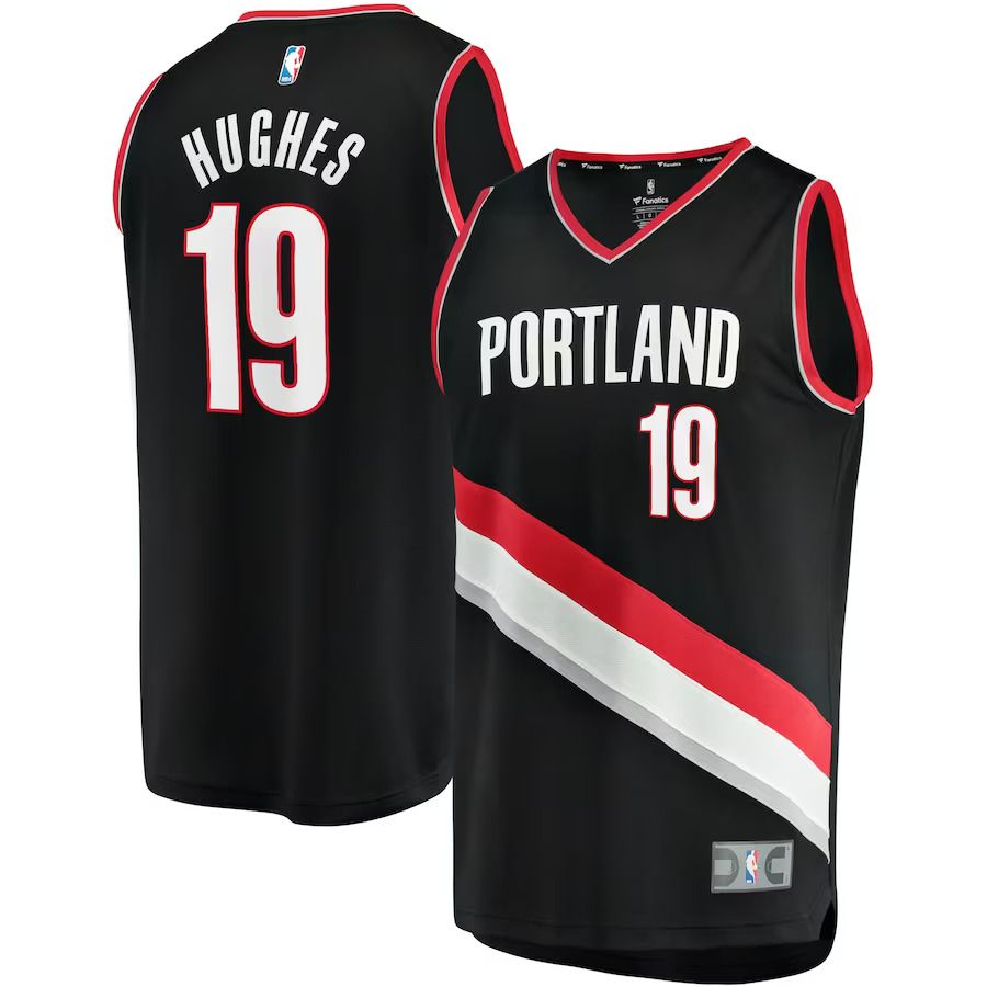 Men Portland Trail Blazers #19 Elijah Hughes Fanatics Branded Black Icon Edition Fast Break Replica NBA Jersey